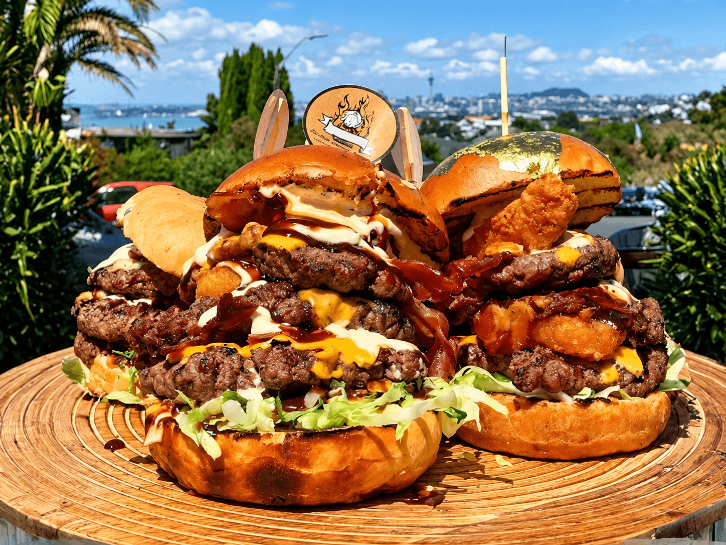 Gourmet burger and fries